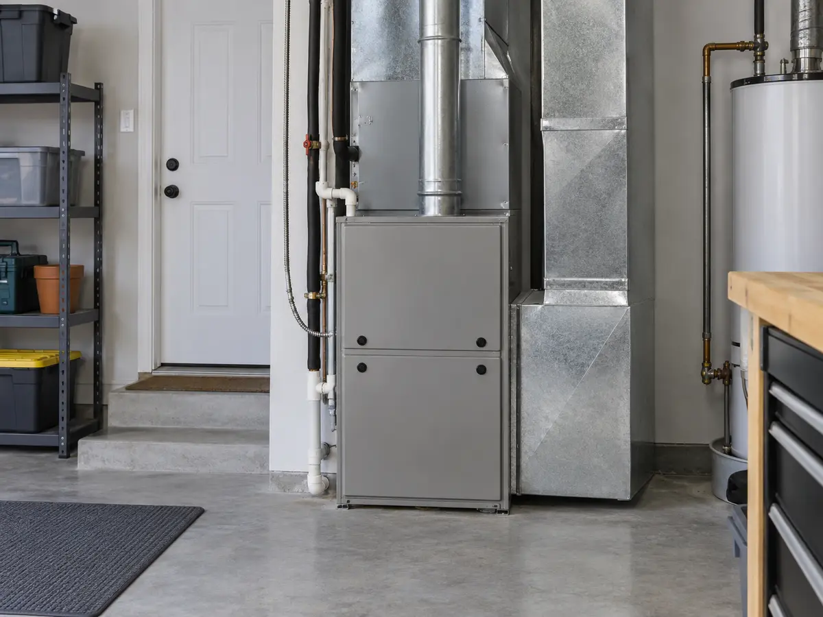 Indoor gas furnace and ductwork