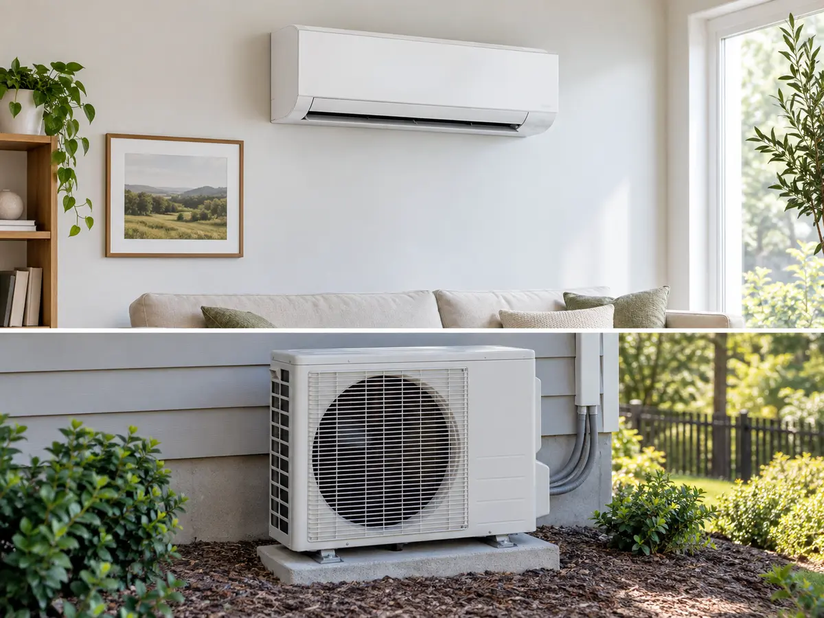 Ductless mini-split indoor head and outdoor unit